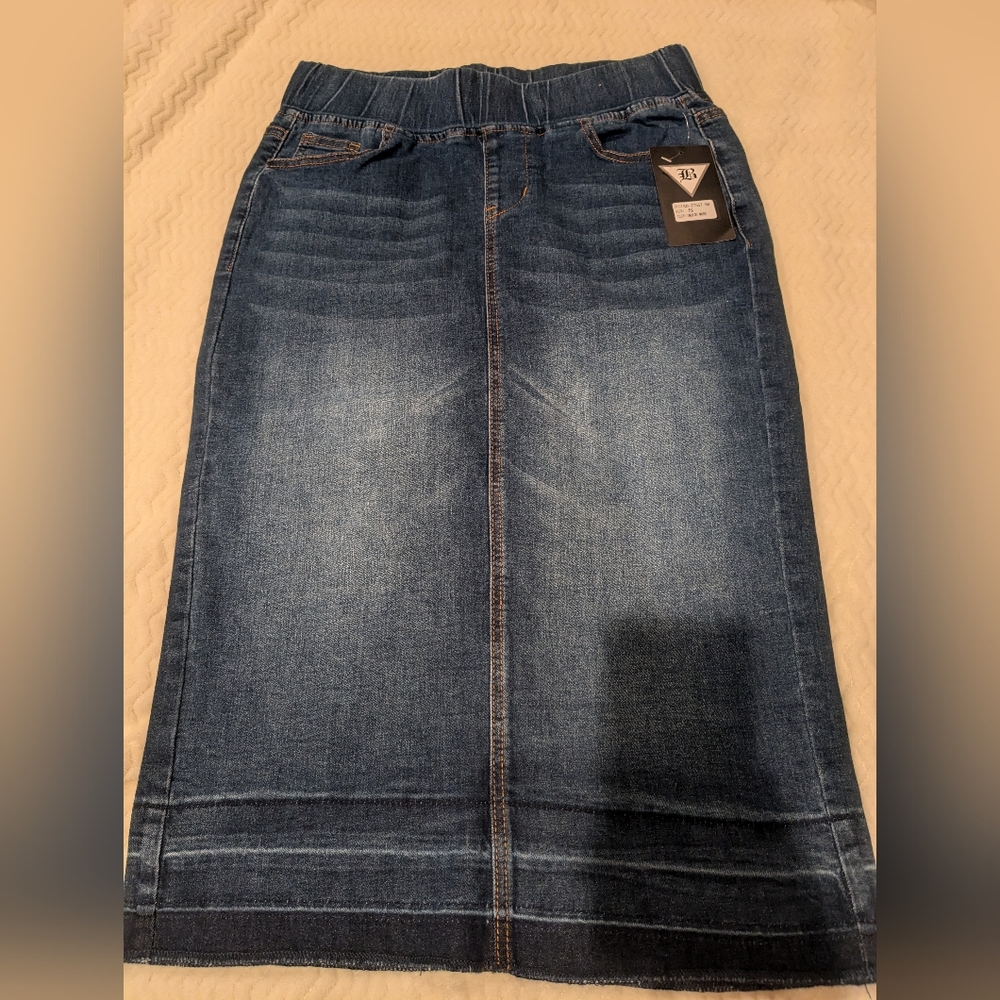 NWT Be-Girl Midi Straight Denim Skirt